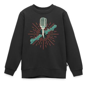 Boogie Woogie Vintage Mikrofon Geschenk - Kinder Premium Organic Sweatshirt - Schwarz - Vorne - AI Model Kid Female (0cm)