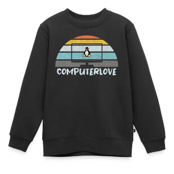 PROGRAMMATEUR LINUX PENGUIN TUX PC COMPUTERLOVE - Sweat Premium enfant bio - noir - Devant - AI Model Kid Female (0cm)