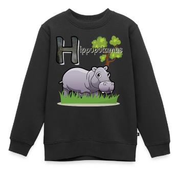 Hippopotame - Sweat Premium enfant bio - noir - Devant - AI Model Kid Female (0cm)