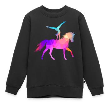Voltigieren Akrobatik Reitsport Reiten Pferd bunt - Kinder Premium Organic Sweatshirt - Schwarz - Vorne - AI Model Kid Female (0cm)