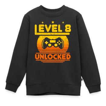 8 . Birthday Level 8 Unlocked 8 Years Gift - Kids Premium Organic Sweatshirt - black - Front - AI Model Kid Female (0cm)