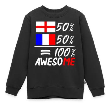 50% England 50% Frankreich - Kinder Premium Organic Sweatshirt - Schwarz - Vorne - AI Model Kid Female (0cm)