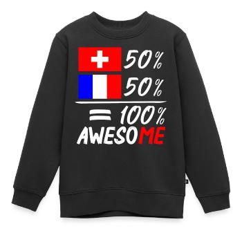 50% Schweiz 50% Frankreich - Kinder Premium Organic Sweatshirt - Schwarz - Vorne - AI Model Kid Female (0cm)