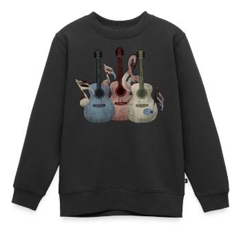 Guitares guitares - Sweat Premium enfant bio - noir - Devant - AI Model Kid Female (0cm)