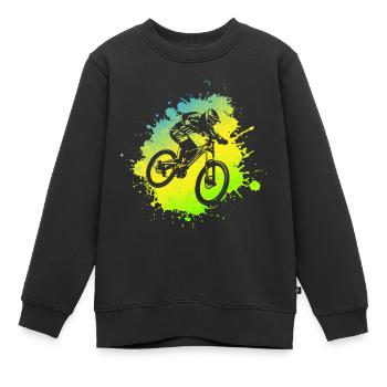 Mountainbike Downhill Mountainbiker Fahrradfahrer - Kinder Premium Organic Sweatshirt - Schwarz - Vorne - AI Model Kid Female (0cm)