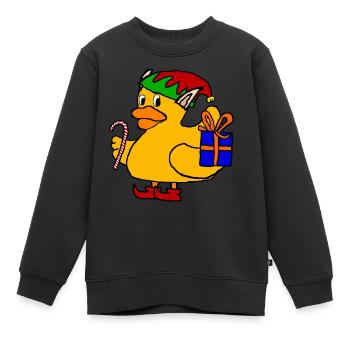 Weihnachtself Badeente | Weihnachten - Kinder Premium Organic Sweatshirt - Schwarz - Vorne - AI Model Kid Female (0cm)