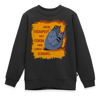 Therapeut mit Federn und Schnabel - Tauben - Kinder Premium Organic Sweatshirt - Schwarz - Vorne - AI Model Kid Female (0cm)