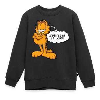 Garfield J' Déteste Le Lundi - Sweat Premium enfant bio - noir - Devant - AI Model Kid Female (0cm)
