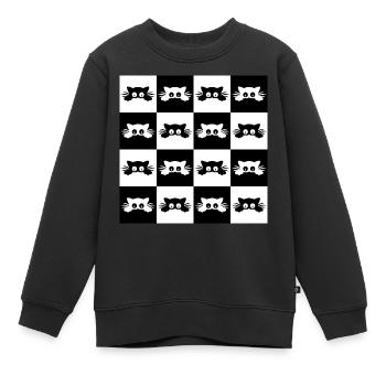 Damier De Chats Mignons Pour Propriétaire De Chats - Sweat Premium enfant bio - noir - Devant - AI Model Kid Female (0cm)