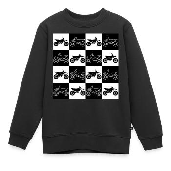 Damier De Motos Pour Motard Fan De Motos - Sweat Premium enfant bio - noir - Devant - AI Model Kid Female (0cm)