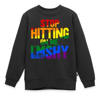 Arrêtez de me draguer, je suis timide - Sweat Premium enfant bio - noir - Devant - AI Model Kid Female (0cm)