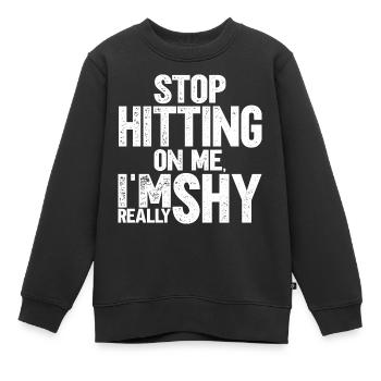 Arrêtez de me draguer, je suis timide - Sweat Premium enfant bio - noir - Devant - AI Model Kid Female (0cm)