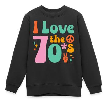 Ich Liebe die 70er Hippie - Kinder Premium Organic Sweatshirt - Schwarz - Vorne - AI Model Kid Female (0cm)
