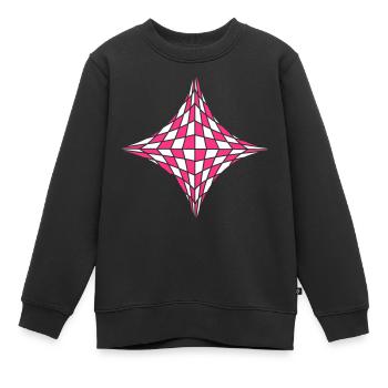 Carré dans l’illusion d’optique - Sweat Premium enfant bio - noir - Devant - AI Model Kid Female (0cm)