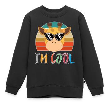 Baby Kind Sprüche Cool Giraffe Retro - Kinder Premium Organic Sweatshirt - Schwarz - Vorne - AI Model Kid Female (0cm)