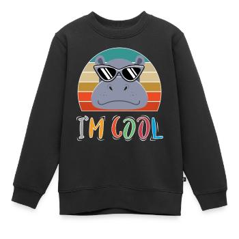 Baby Kind Sprüche Cool Flusspferd Nilpferd Retro - Kinder Premium Organic Sweatshirt - Schwarz - Vorne - AI Model Kid Female (0cm)