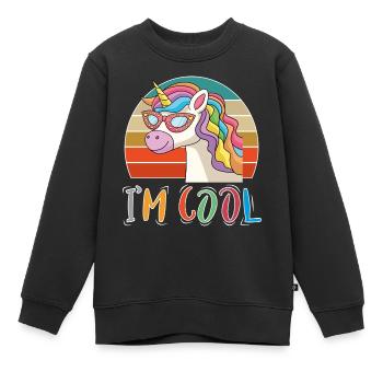 Baby Kind Sprüche Cool Einhorn Unicorn Retro - Kinder Premium Organic Sweatshirt - Schwarz - Vorne - AI Model Kid Female (0cm)