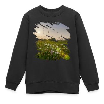 Prairie fleurie pittoresque dans les rayons du soleil - Sweat Premium enfant bio - noir - Devant - AI Model Kid Female (0cm)