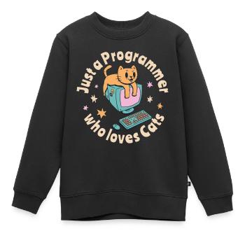 Nur ein Programmierer, der Katzen liebt - Kinder Premium Organic Sweatshirt - Schwarz - Vorne - AI Model Kid Female (0cm)
