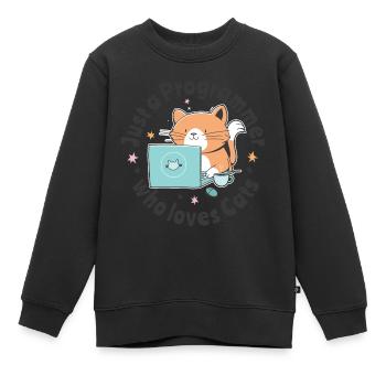 Nur ein Programmierer, der Katzen liebt - Kinder Premium Organic Sweatshirt - Schwarz - Vorne - AI Model Kid Female (0cm)