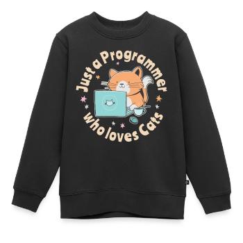 Nur ein Programmierer, der Katzen liebt - Kinder Premium Organic Sweatshirt - Schwarz - Vorne - AI Model Kid Female (0cm)