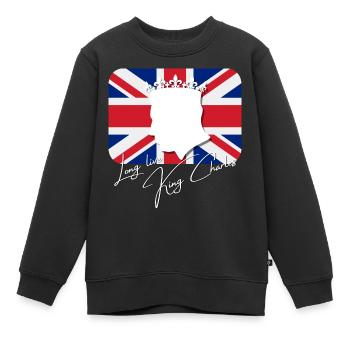 Couronnement du roi britannique Charles Angleterre Drapeau - Sweat Premium enfant bio - noir - Devant - AI Model Kid Female (0cm)