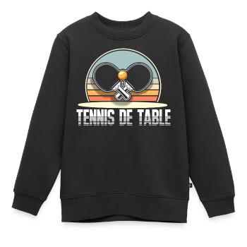 tennis de table - Sweat Premium enfant bio - noir - Devant - AI Model Kid Female (0cm)