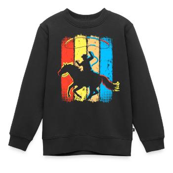 Retro Cowboy - Vintage Reiter Western - Kinder Premium Organic Sweatshirt - Schwarz - Vorne - AI Model Kid Female (0cm)