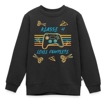 Abschluss Klasse 4 - Level complete - Kinder Premium Organic Sweatshirt - Schwarz - Vorne - AI Model Kid Female (0cm)