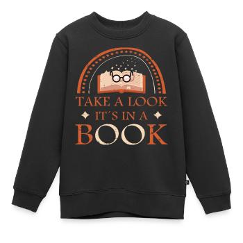 Schau es steht in einem Buch - Kinder Premium Organic Sweatshirt - Schwarz - Vorne - AI Model Kid Female (0cm)