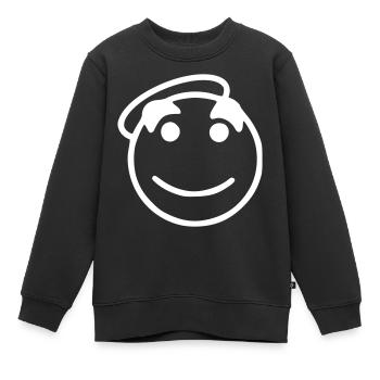 Emoji Skizze glücklich weiß - Kinder Premium Organic Sweatshirt - Schwarz - Vorne - AI Model Kid Female (0cm)