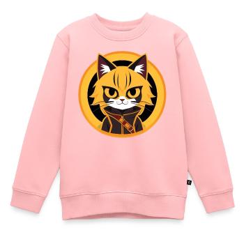 Orangefarbene und gelbe Anime-Katzenzeichnung - Kinder Premium Organic Sweatshirt - Rosa - Vorne - AI Model Kid Female (0cm)