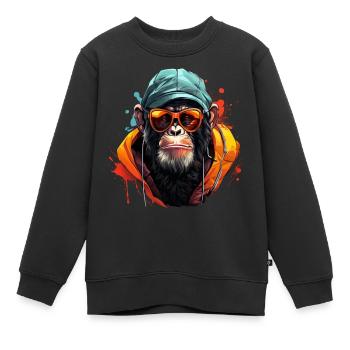 Cool chimp streetwear outfit urban style - Kids Premium Organic Sweatshirt - black - Front - AI Model Kid Female (0cm)