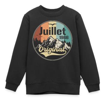Juillet 1966 Anniversaire Juillet 1966 Juillet - Sweat Premium enfant bio - noir - Devant - AI Model Kid Female (0cm)