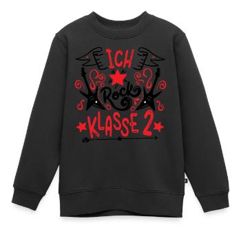 Ich rock Klasse 2 - Gitarren - Schulkind - Kinder Premium Organic Sweatshirt - Schwarz - Vorne - AI Model Kid Female (0cm)