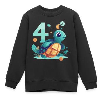 Tortue du 4e anniversaire - Sweat Premium enfant bio - noir - Devant - AI Model Kid Female (0cm)