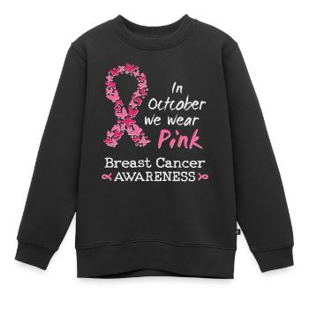 Im Oktober wir tragen wir rosa Brustkrebs - Kinder Premium Organic Sweatshirt - Schwarz - Vorne - AI Model Kid Female (0cm)