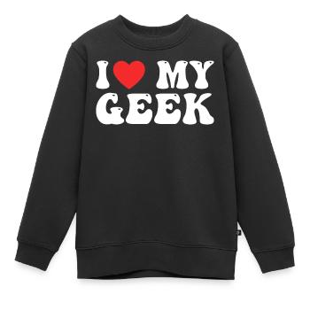 Ich liebe meinen Geek - Kinder Premium Organic Sweatshirt - Schwarz - Vorne - AI Model Kid Female (0cm)