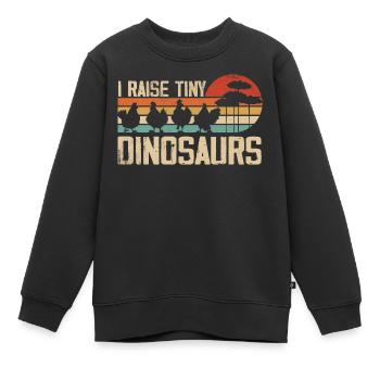 Ich ziehe winzige Dinosaurier auf Vintage Retro Huhn - Kinder Premium Organic Sweatshirt - Schwarz - Vorne - AI Model Kid Female (0cm)