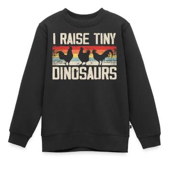 Ich ziehe winzige Dinosaurier auf Vintage Retro Huhn - Kinder Premium Organic Sweatshirt - Schwarz - Vorne - AI Model Kid Female (0cm)