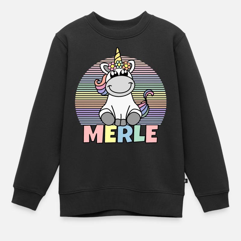 Nom de la licorne Merle - Sweat Premium enfant bio - noir