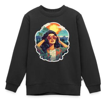 Urlaub & Entspannung - Kinder Premium Organic Sweatshirt - Schwarz - Vorne - AI Model Kid Female (0cm)