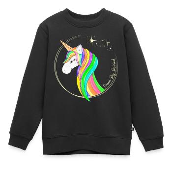 Rêvez en grand. Soyez un enfant. Licorne - Sweat Premium enfant bio - noir - Devant - AI Model Kid Female (0cm)