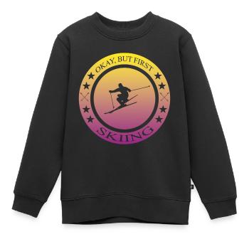 Ski fahren, Skiing, Pistensau - Kinder Premium Organic Sweatshirt - Schwarz - Vorne - AI Model Kid Female (0cm)