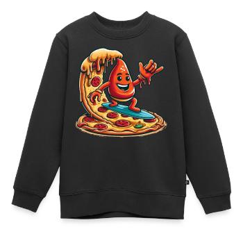 Sauce à Pizza Surfer Drôle - Sweat Premium enfant bio - noir - Devant - AI Model Kid Female (0cm)