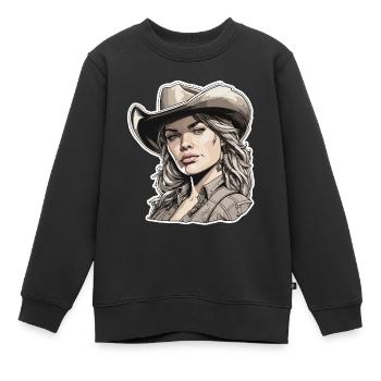 Cow Girl / Wilde Westen / Wüste / Lasso / Rodeo - Kinder Premium Organic Sweatshirt - Schwarz - Vorne - AI Model Kid Female (0cm)