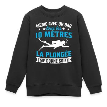 la plongée me donne soif t-shirt plongeur plongée - Sweat Premium enfant bio - noir - Devant - AI Model Kid Female (0cm)