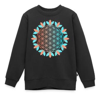 Blühende Lebensblume - Kinder Premium Organic Sweatshirt - Schwarz - Vorne - AI Model Kid Female (0cm)