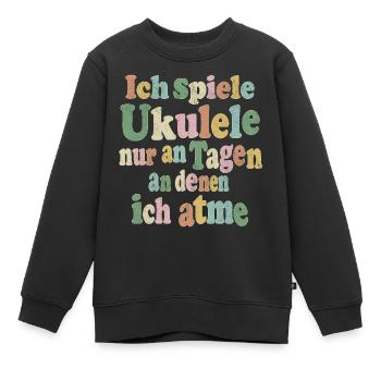 Je ne joue du ukulélé que les jours où je respire - Sweat Premium enfant bio - noir - Devant - AI Model Kid Female (0cm)