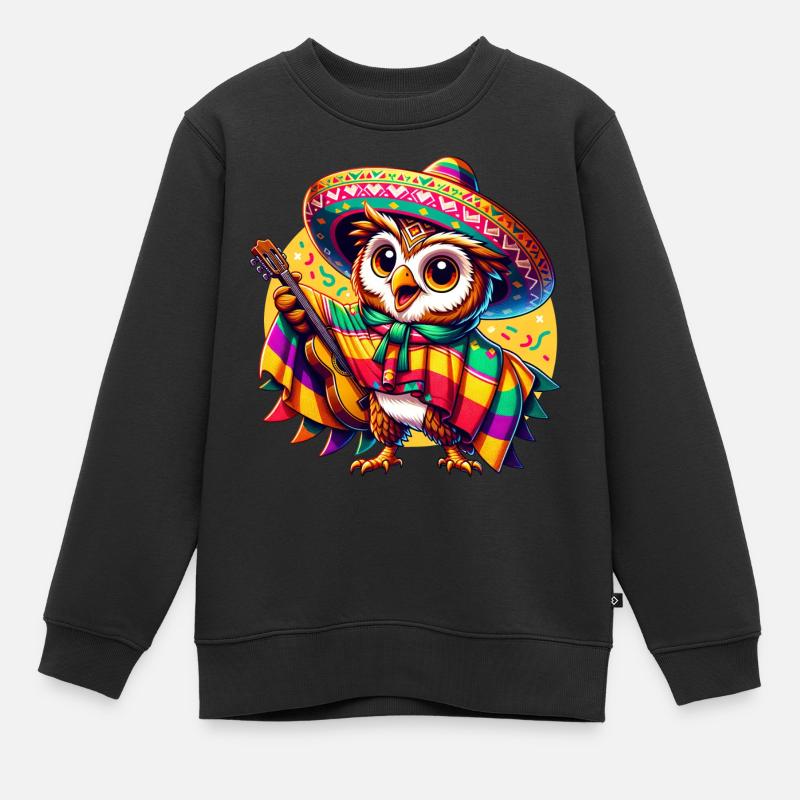 Cinco de Mayo Owl Guitariste - Sweat Premium enfant bio - noir